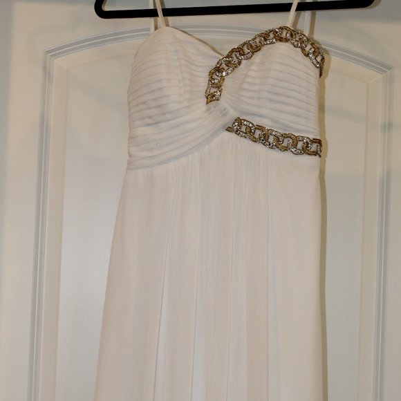 Blondie Nites White & Gold Strapless Dress - Picture 2 of 5